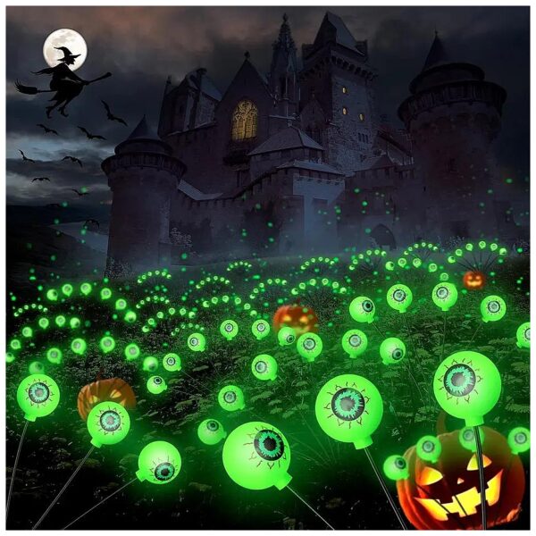 Halloween Pathway Lighting with Green Eyeball Solar Powered LED Lights