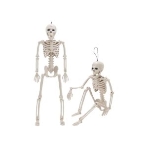 Halloween Skeleton Decorations with Red LED Glow Eyes and Posable Joints