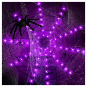 Halloween Spider Web Lights with 80 LED Lights and 5 Realistic Spiders