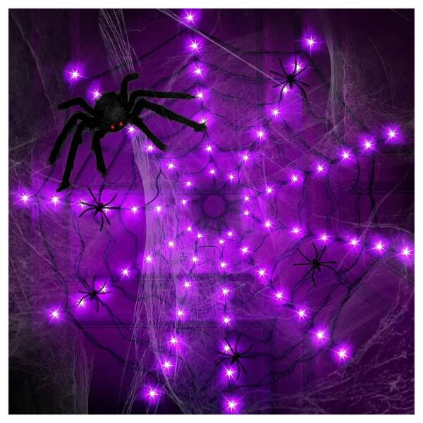 Halloween Spider Web Lights with 80 LED Lights and 5 Realistic Spiders