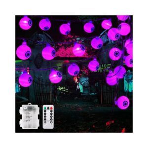 Halloween String Lights 30 LED Eyeball Low Voltage Purple Waterproof LED Battery Operated