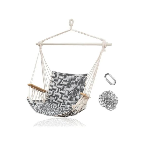 Hammock Chair Swing with Steel Spreader Bar and Anti-Slip Rings for Bedroom or Patio