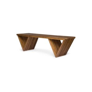 Handcrafted Outdoor Acacia Wood Bench with Teak Finish for Cozy Gatherings