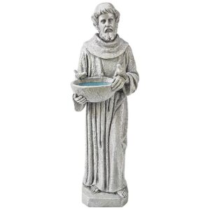 Handcrafted Saint Francis Statue with Crushed Stone and Polyester Resin