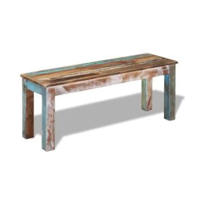 Handcrafted Solid Reclaimed Wood Multicolor Bench for Indoors and Outdoors