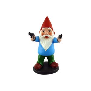 Handmade Gnome Statue with Guns for Gun Enthusiasts and Outdoor Lovers