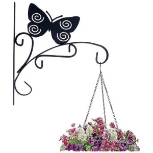 Handmade Iron Hanging Plant Bracket with Traditional Butterfly Design and Mounting Screws