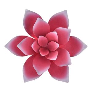 Handmade Metal Flower Wall Sculpture for Garden Yard Fence with 12 Inches Red Color