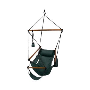 Hanging Hammock Air Chair with Wooden Dowels and Comfort Accessories