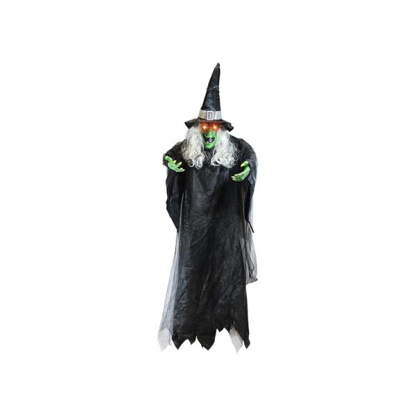 Hanging Life Size Witch Prop with LED Eyes and Animate Sounds for Halloween