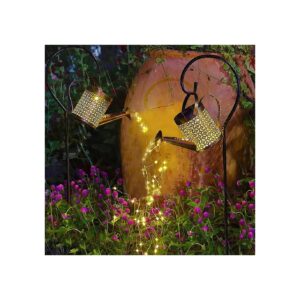 Hanging Solar Lantern Light with Watering Can and 36 LEDs for Patio Yard Gardens