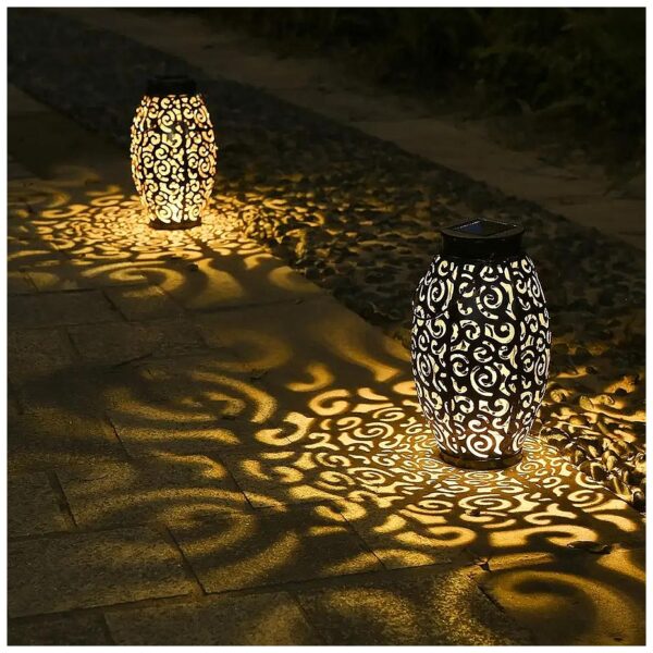 Hanging Solar Lanterns with Solar Powered Lighting for Patio and Yard Pathway