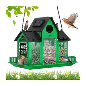 Hanging Solar Powered Bird Feeder with Squirrel Proof and Large Capacity for Wild Birds