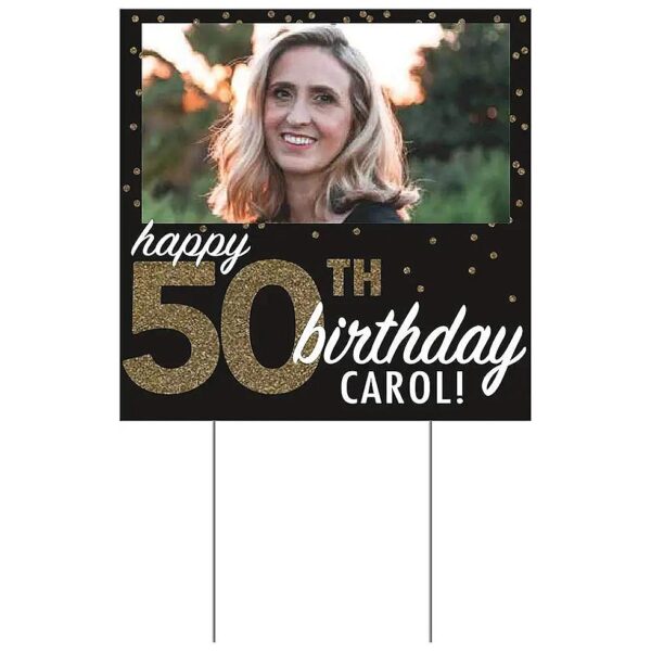 Happy 50th Birthday Personalized Photo Lawn Decor for Outdoor Display