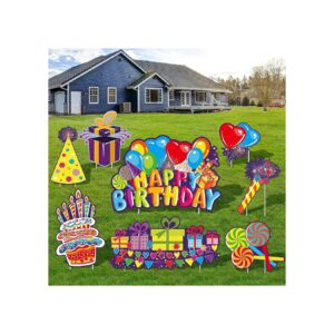 Happy Birthday Yard Signs Lawn Decorations with Colorful Balloons and Letters