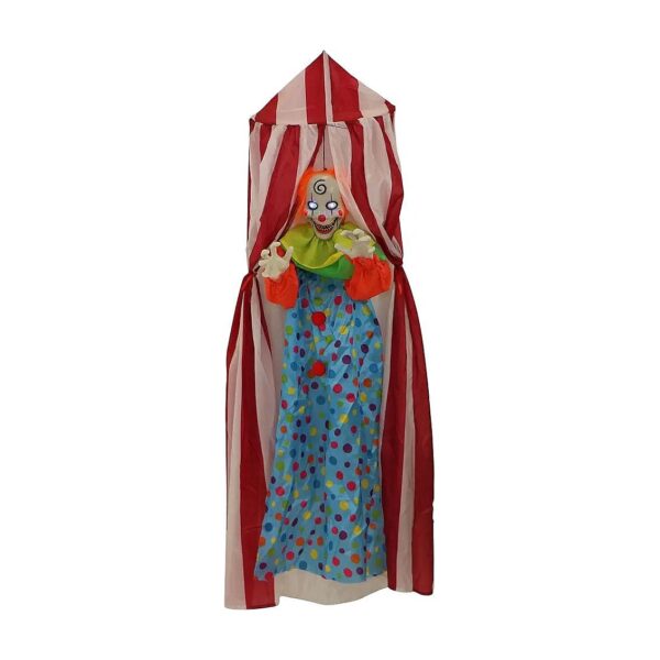 Haunted Hill Farm Life Size Scary Talking Clown Prop with Tent