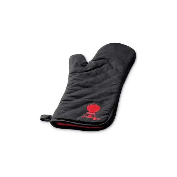 Heat Resistant Black Barbecue Mitt with Unisex Design and Adjustable Cuff