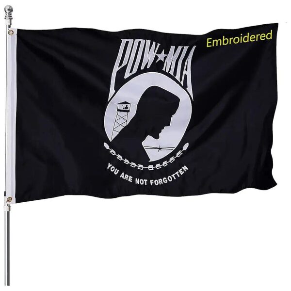 Heavy Duty 3x5 POW MIA Flag with Oxford Nylon Material and Brass Grommets