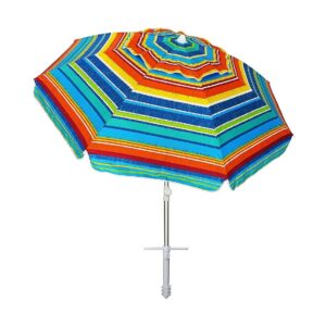 Heavy Duty 5ft Portable Beach Umbrella with Sand Anchor and UV Protection for Outdoor Use