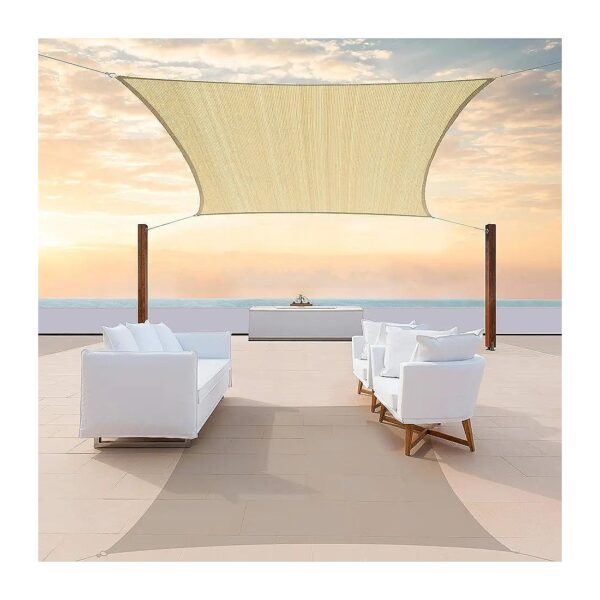 Heavy Duty Beige Sun Shade Sail Canopy 8x12 Rectangle UV