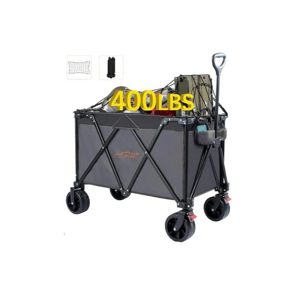 Heavy Duty Collapsible Wagon for Camping, Beach and Sports with Big Wheels