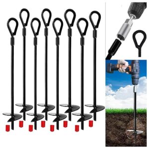 Heavy Duty Earth Anchors for Outdoor Spaces 8 Piece Kit 15" Long