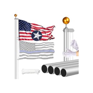 Heavy Duty Flagpole Kit with 25 FT Extra Thick Aluminum Pole and 3x5 American Flag