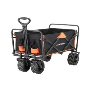 Heavy Duty Folding Beach Wagon with 350 Lbs Capacity and Telescopic Handle