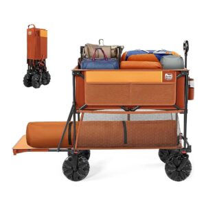 Heavy Duty Folding Double Decker Wagon with 225lbs Per Layer Load Capacity and Easy Setup