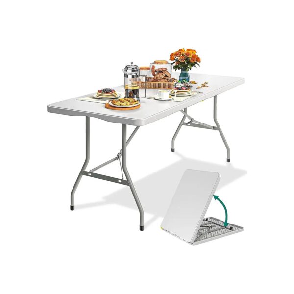 Heavy Duty Folding Table 6ft with Carrying Handle for Picnics and Outdoor Events