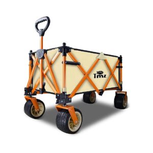 Heavy Duty Folding Wagon for Outdoor Adventures with Large Wheels and Internal Storage