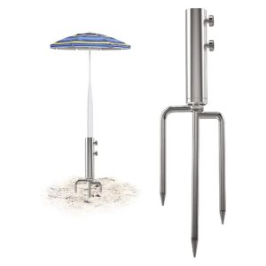 Heavy Duty Metal Beach Umbrella Anchor with 3 Nails for Stable Outdoor Use