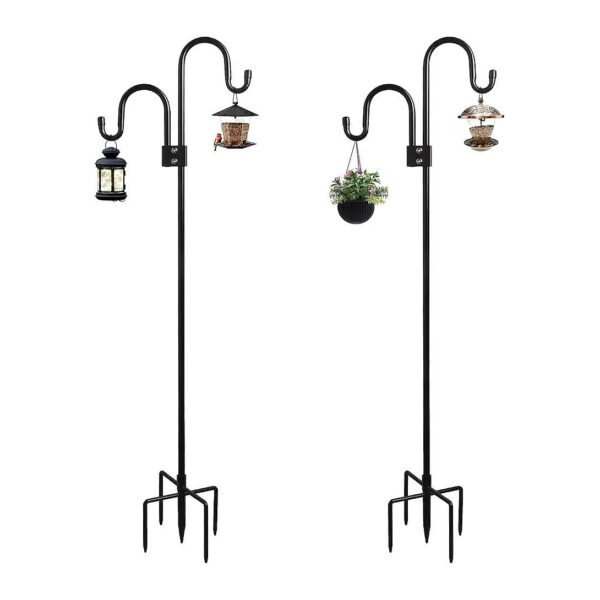 Heavy Duty Metal Twin Hooks for Hanging Plant Baskets and Solar Lanterns