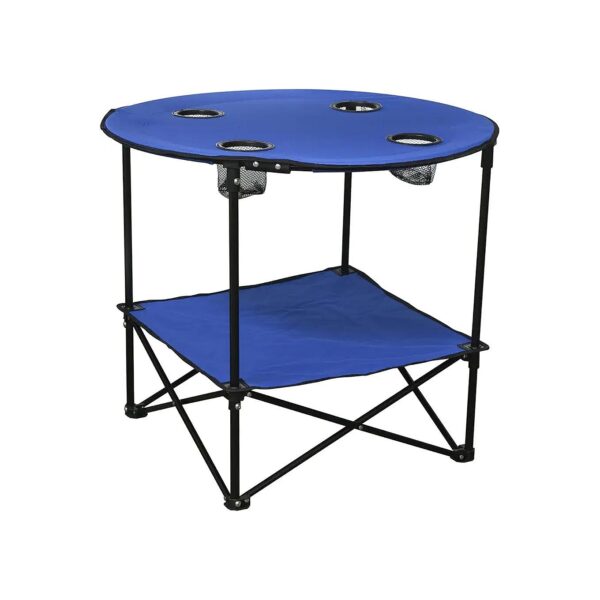 Heavy Duty Outdoor Picnic Table with Cupholders and Storage for Camping and Fishing Trips