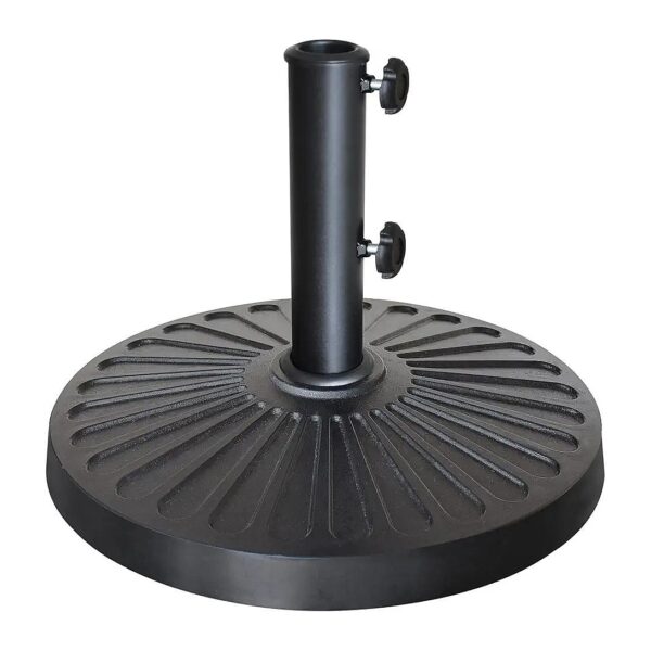 Heavy Duty Outdoor Umbrella Base Stand with Black Powder-Coated Finish and Radial Pattern