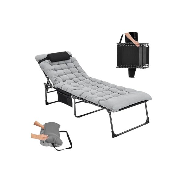 Heavy Duty Portable Camping Lounge Chair with Adjustable Recline