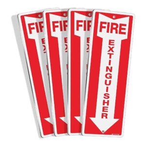 Heavy Duty Rust Free Aluminum Fire Extinguisher Signs 4 Pack Waterproof Weatherproof