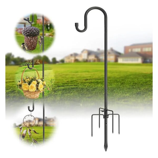 Heavy Duty Shepherds Hook for Outdoor Hanging Bird Feeder Stand with 5 Prongs