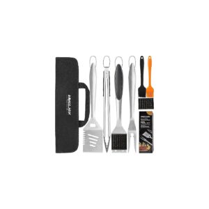 Heavy Duty Stainless Steel BBQ Grill Tools Set with Ergonomic Handles and Storage Bag