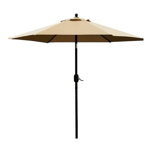 Heavy Duty Tan Patio Umbrella with 6 Ribs and Vented Fabric for Cooling