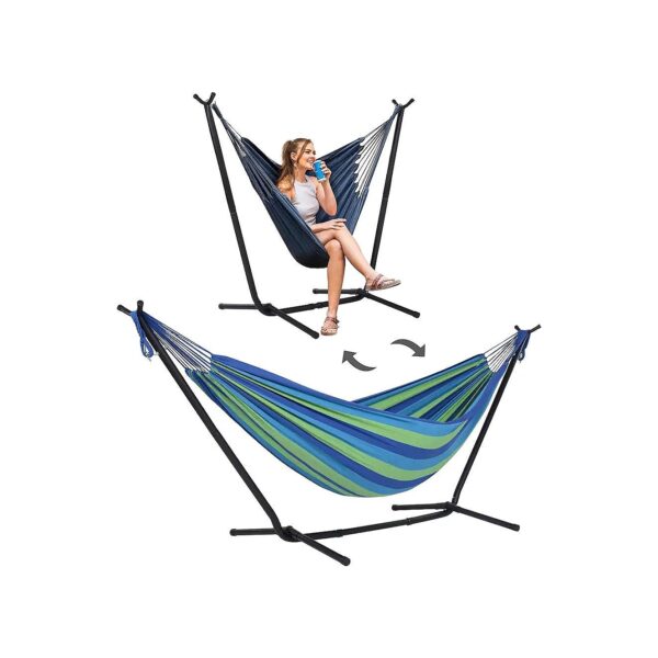 Heavy Duty Two Person Hammock with Stand and Hammock Chair for Relaxation and Leisure