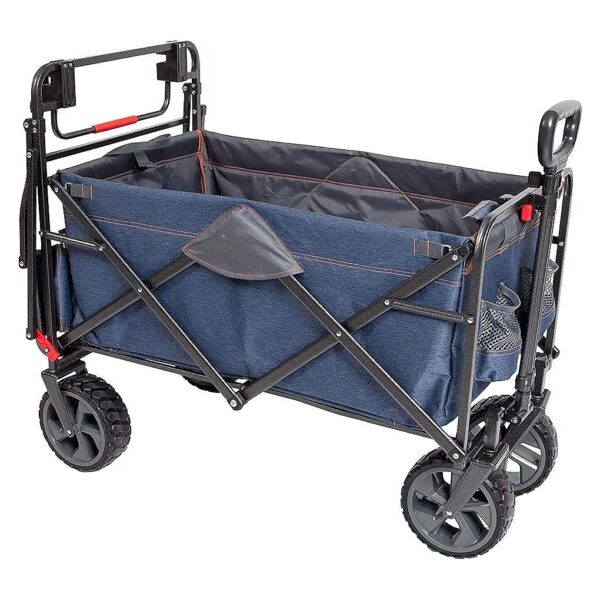 Heavy Duty Wagon with Wheels, Handle, and Basket for Camping, Shopping, and More