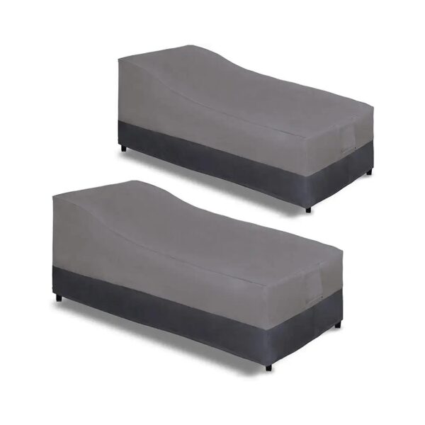 Heavy Duty Waterproof Outdoor Chaise Lounge Covers 78Wx5Dx33H Grey Dark Grey 2 Pack