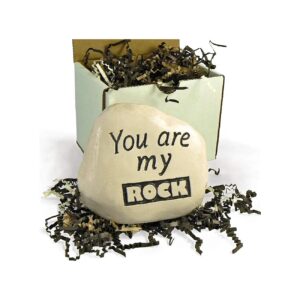 Heavy Little Stone Ornament with Best Seller Engraved Quote "You are My Rock