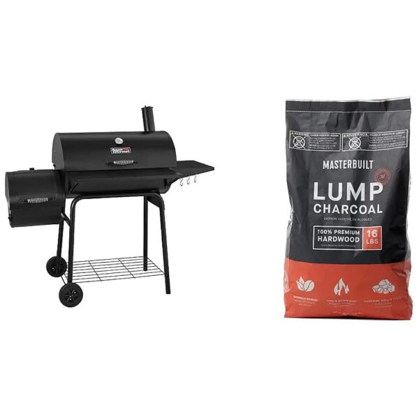 Heavy-Duty Charcoal Grill with Offset Smoker and Masterbuilt Lump Charcoal Bundle