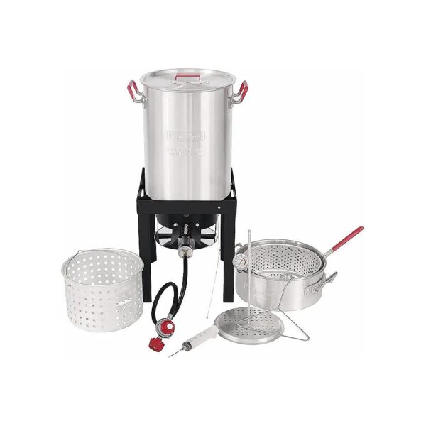 Heavy-Duty Turkey and Seafood Fryer and Steamer Kit with 50,000 BTU Propane Gas Burner