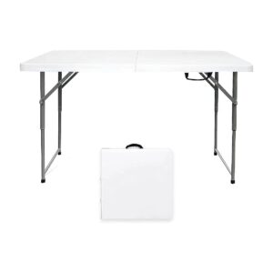 Height Adjustable Folding Table for Dining and Party White