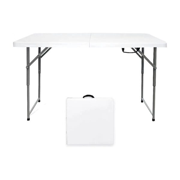 Height Adjustable Folding Table for Dining and Party White