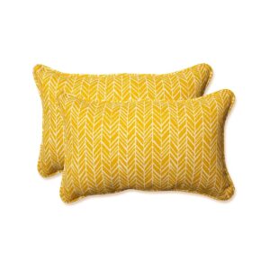 Herringbone Egg Yolk Yellow Lumbar Throw Pillows 5 x 5 2-Pack Polyester