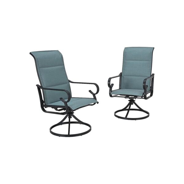 High Back Textilene Outdoor Swivel Chair Set of 2 Teal 360 Degree Rotating Mesh Rocker